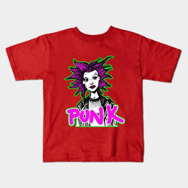 Punk rock Gurl Kids T-Shirt by silentrob668